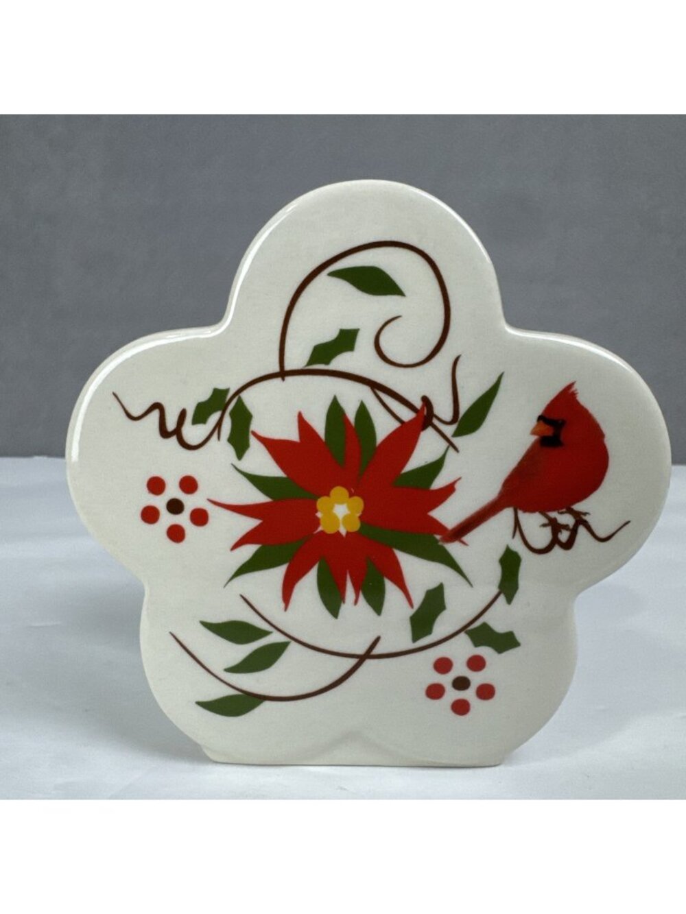 Temptations Red Cardinal Winter Whimsy Ceramic Napkin Holder Christmas
